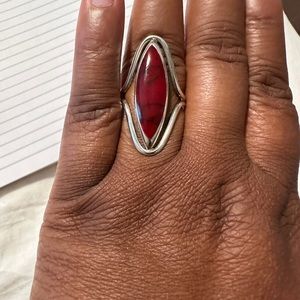 Red Jasper Sterling Silver Ring Sz8